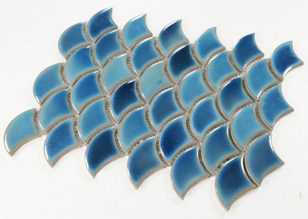 Elysium - Dragon Scale 9.75 in. x 12 in. Porcelain Mosaic - Navy