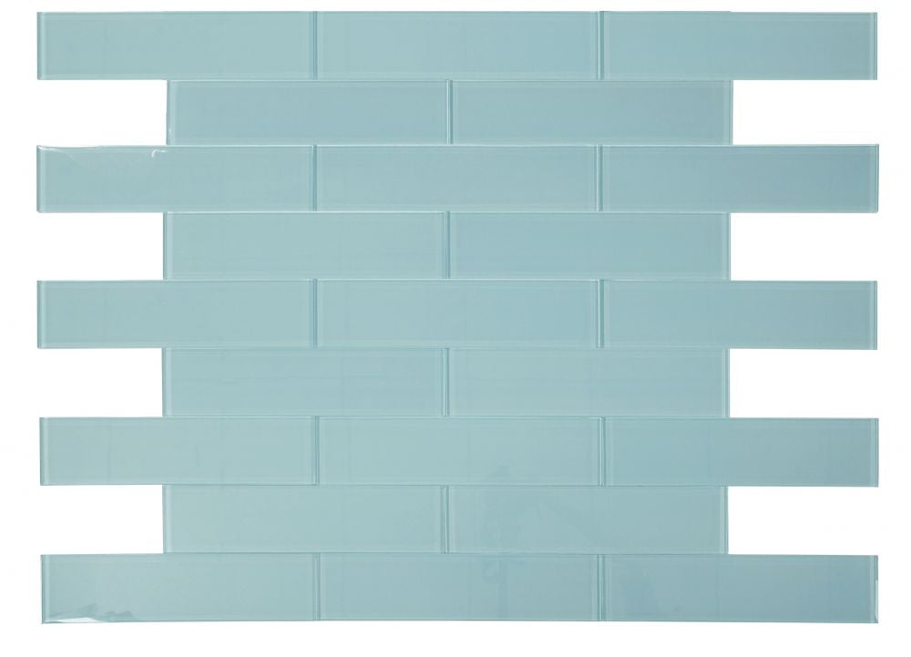 Elysium - Lucy Mint 4 in. x 16 in. Glass Mosaic