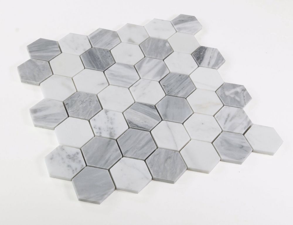 Elysium - Hexagon 2&quot; x 2&quot; Marble Mosaic - Dusk