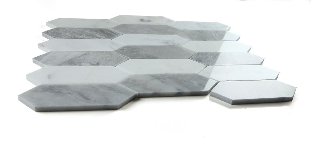 Elysium - Elongated Hex 11.75 in. x 15 in. Marble Mosaic - Dusk