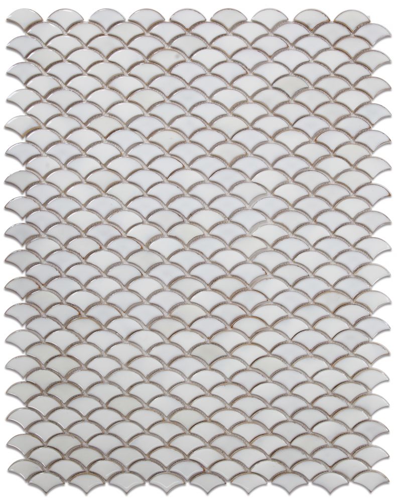 Elysium - Dragon Scale 9.75 in. x 12 in. Porcelain Mosaic - Fancy White