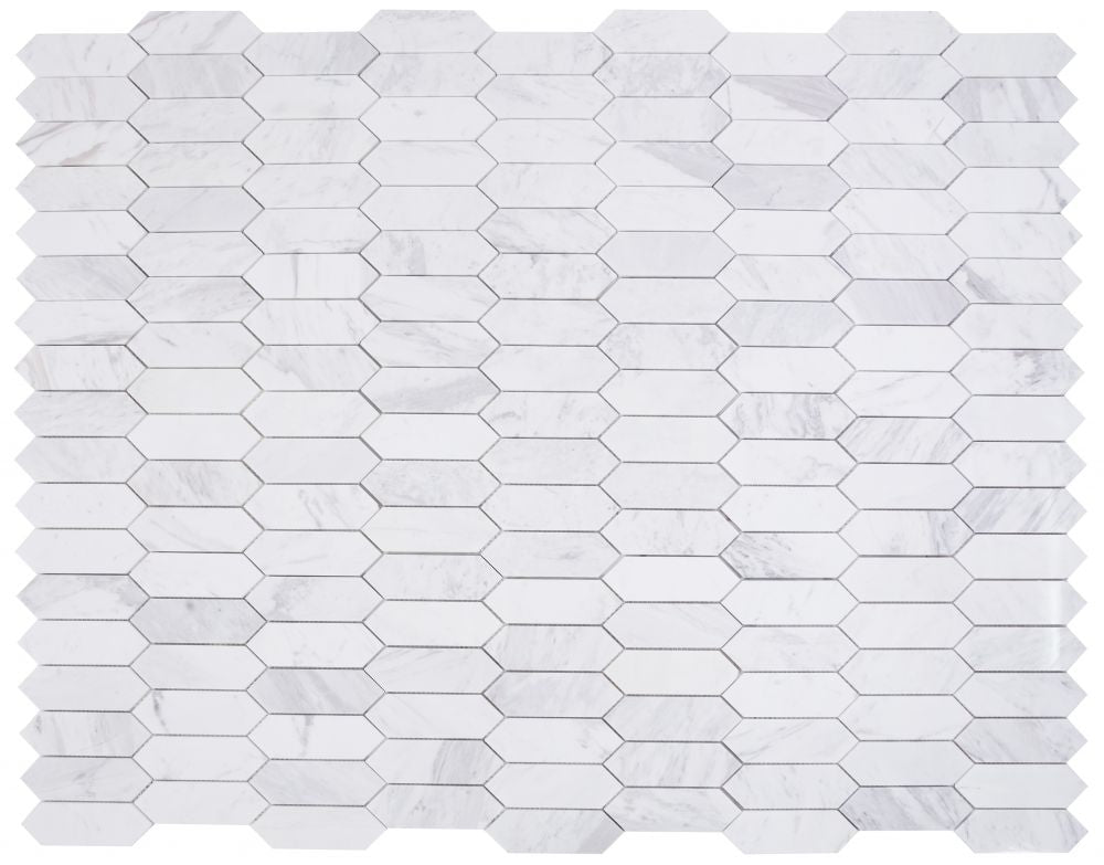 Elysium - Elongated Hex 11.75 in. x 15 in. Marble Mosaic - White