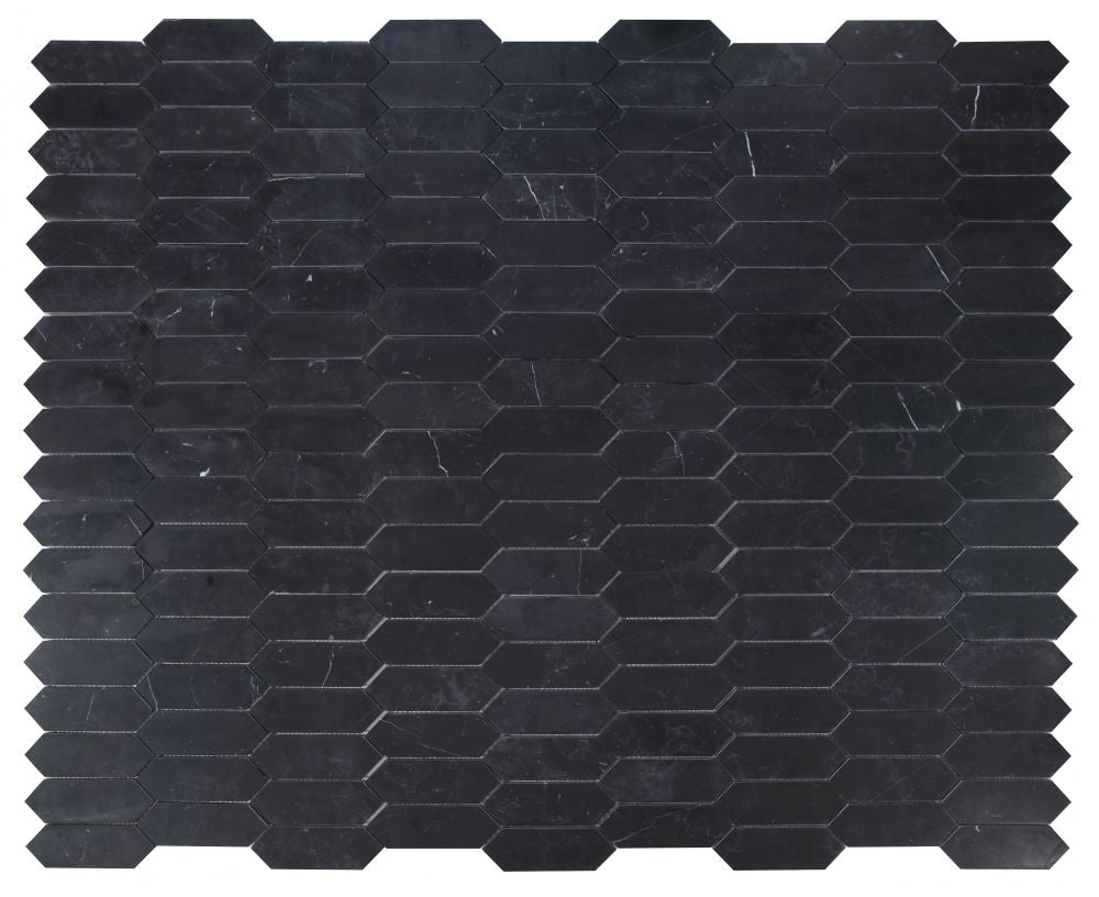 Elysium - Elongated Hex 11.75 in. x 15 in. Marble Mosaic - Marquina