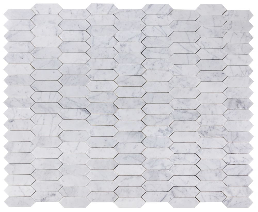 Elysium - Elongated Hex 11.75 in. x 15 in. Marble Mosaic - Carrara Honed