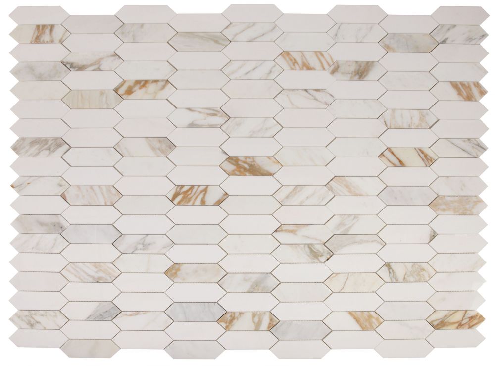 Elysium - Elongated Hex 11.75 in. x 15 in. Marble Mosaic - Calacatta