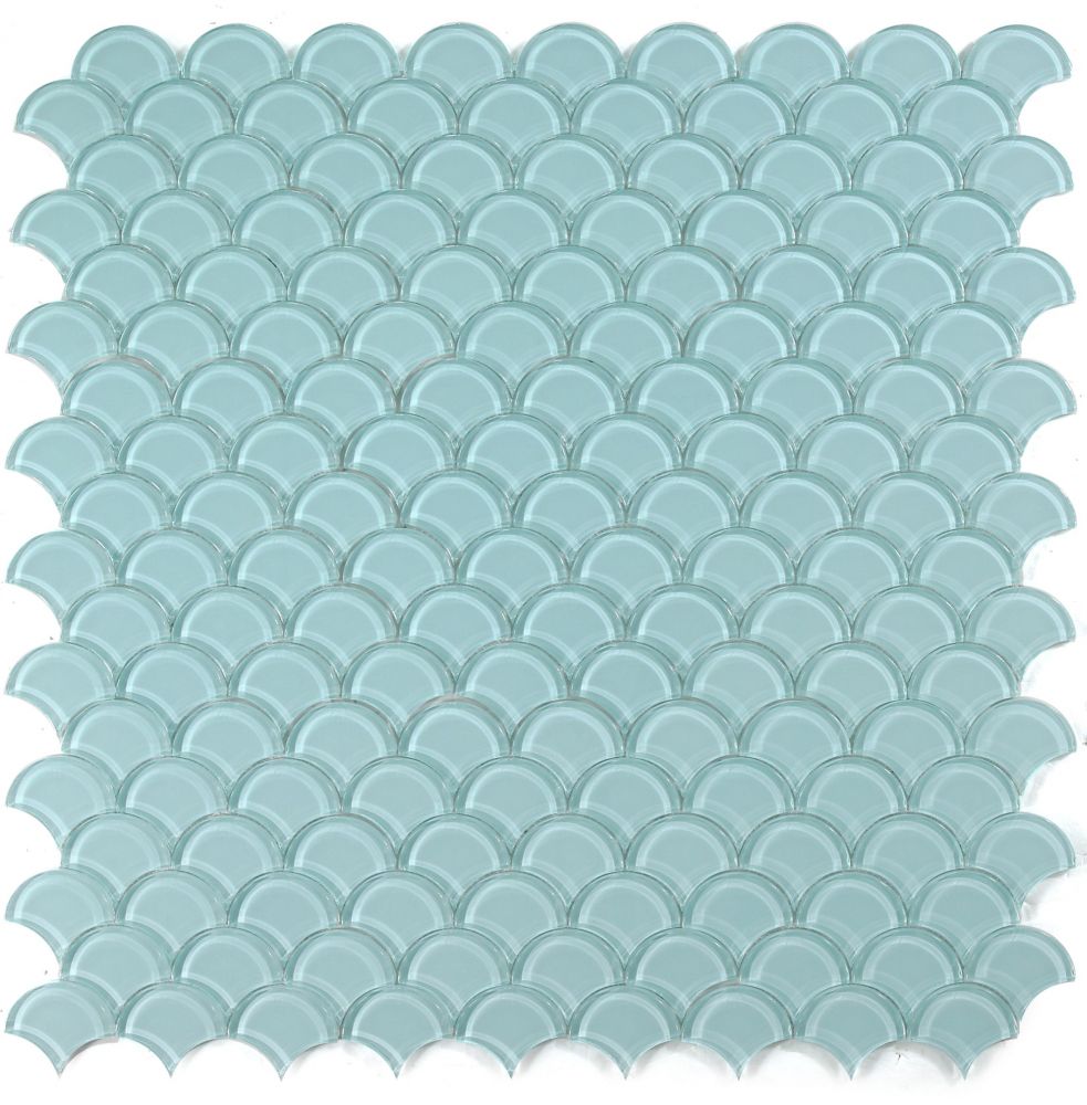 Elysium - Dragon Scale 9.5 in. x 9.5 in. Glass Mosaic - Mint