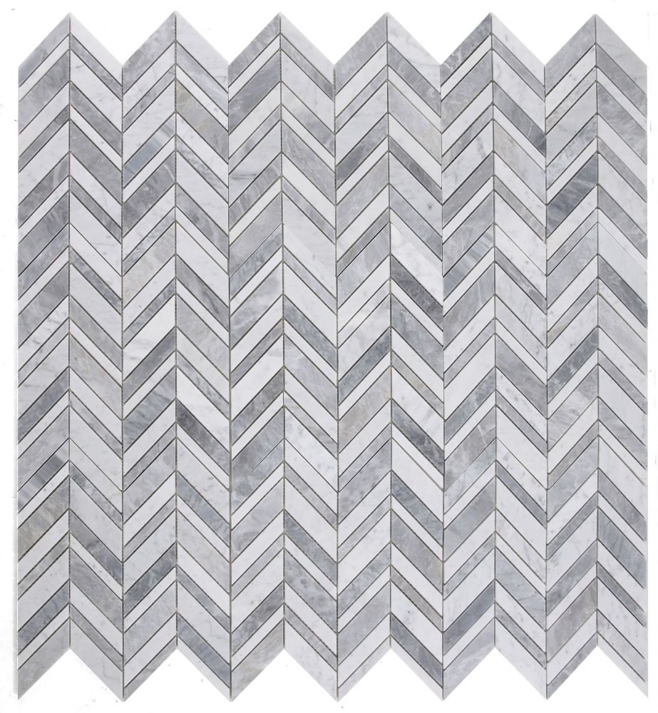 Elysium - Chevron 11.75 in. x 12 in. Marble Mosaic - Shadow Dusk