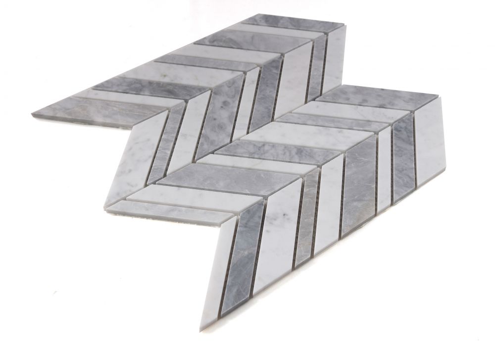 Elysium - Chevron 11.75 in. x 12 in. Marble Mosaic - Shadow Dusk