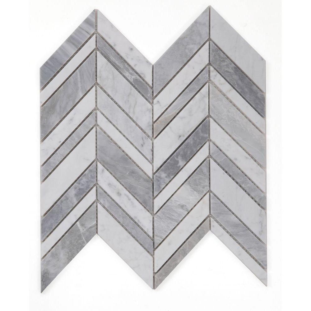 Elysium - Chevron 11.75 in. x 12 in. Marble Mosaic - Shadow Dusk