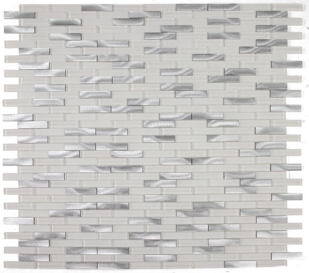 Elysium - Linear Aluminum 11.75 in. x 11.75 in. Glass and Metal Mosaic