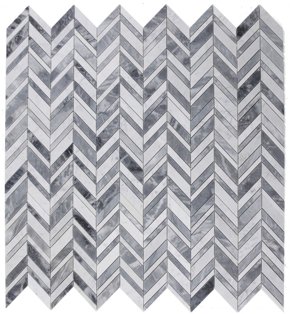 Elysium - Chevron 11.75 in. x 12 in. Marble Mosaic - Shadow Lava