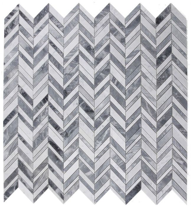 Elysium - Chevron 11.75 in. x 12 in. Marble Mosaic - Shadow Lava