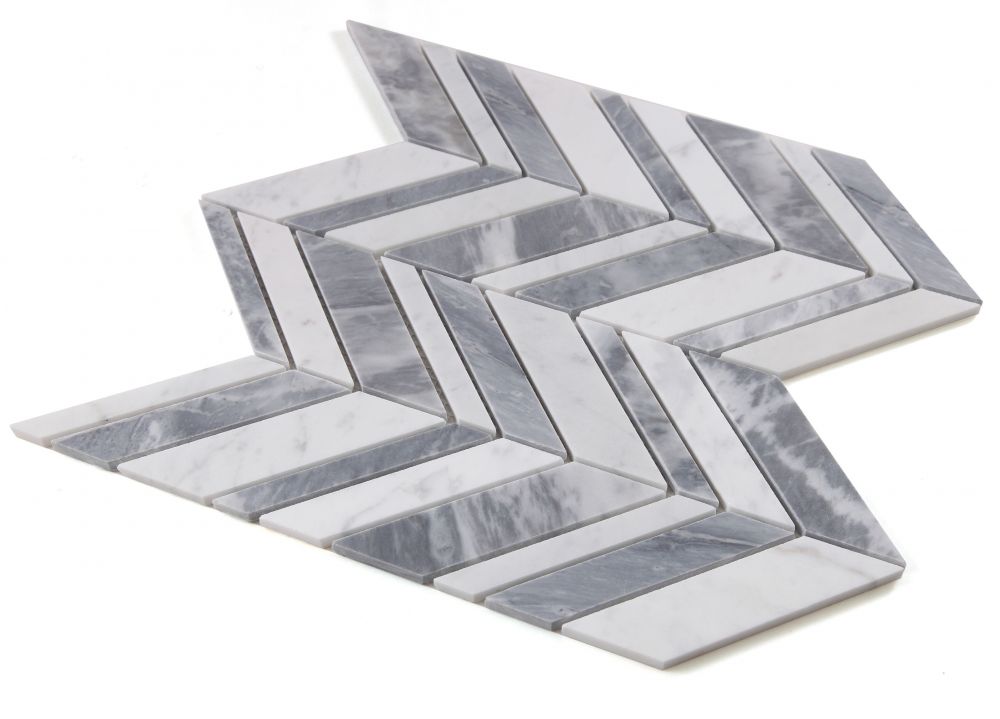 Elysium - Chevron 11.75 in. x 12 in. Marble Mosaic - Shadow Lava