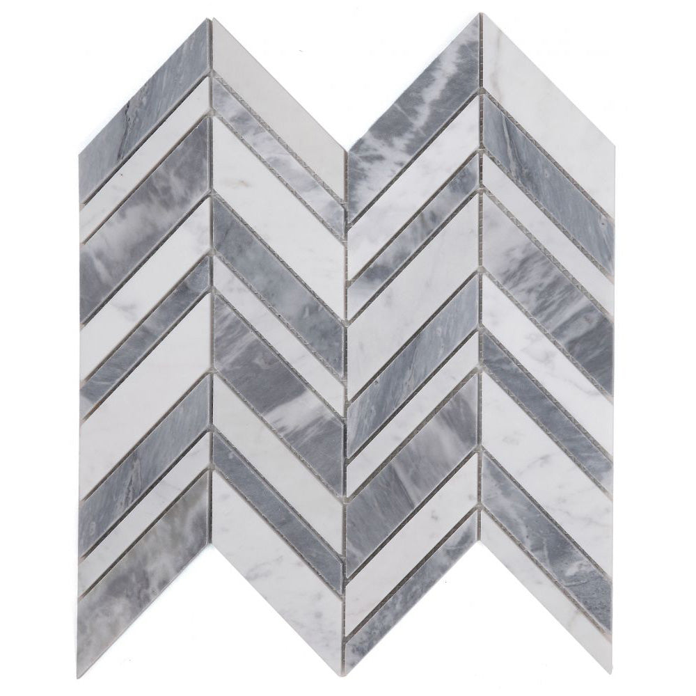 Elysium - Chevron 11.75 in. x 12 in. Marble Mosaic - Shadow Lava