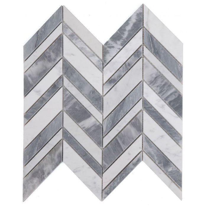 Elysium - Chevron 11.75 in. x 12 in. Marble Mosaic - Shadow Lava