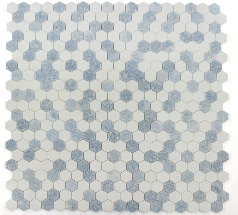 Elysium - Hexagon 2" x 2" Marble Mosaic - Crystal Ocean