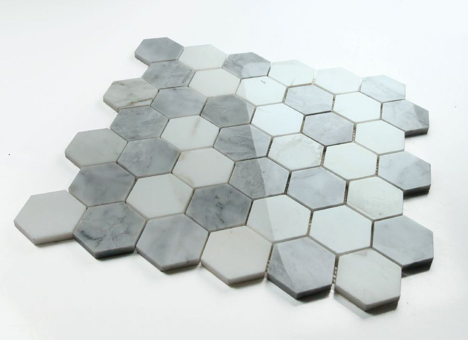 Elysium - Hexagon 2" x 2" Marble Mosaic - City Grey