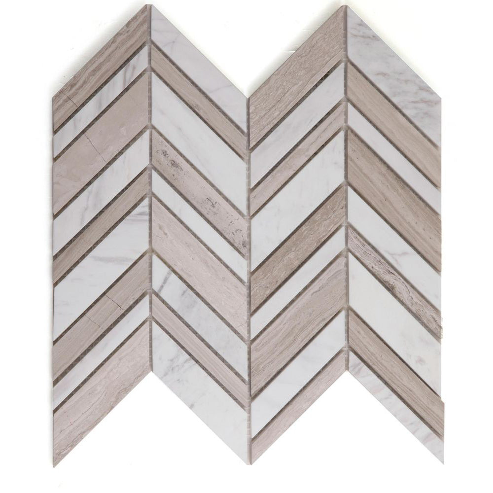 Elysium - Chevron 11.75 in. x 12 in. Marble Mosaic - Shadow Loft