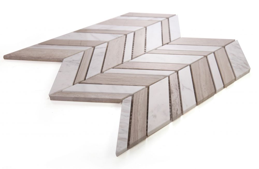 Elysium - Chevron 11.75 in. x 12 in. Marble Mosaic - Shadow Loft