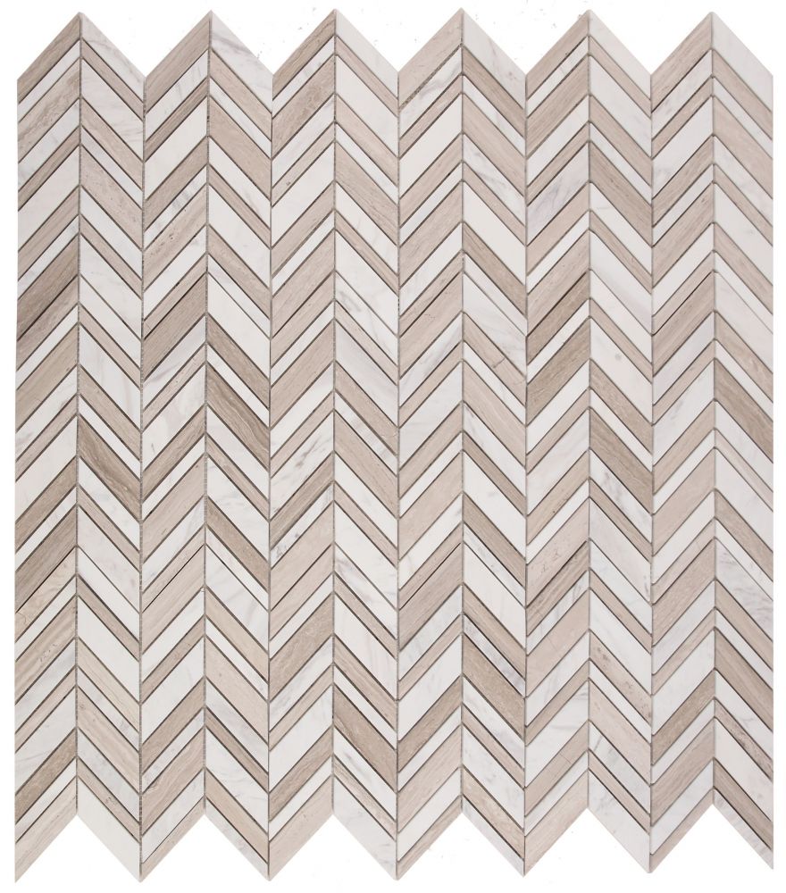 Elysium - Chevron 11.75 in. x 12 in. Marble Mosaic - Shadow Loft