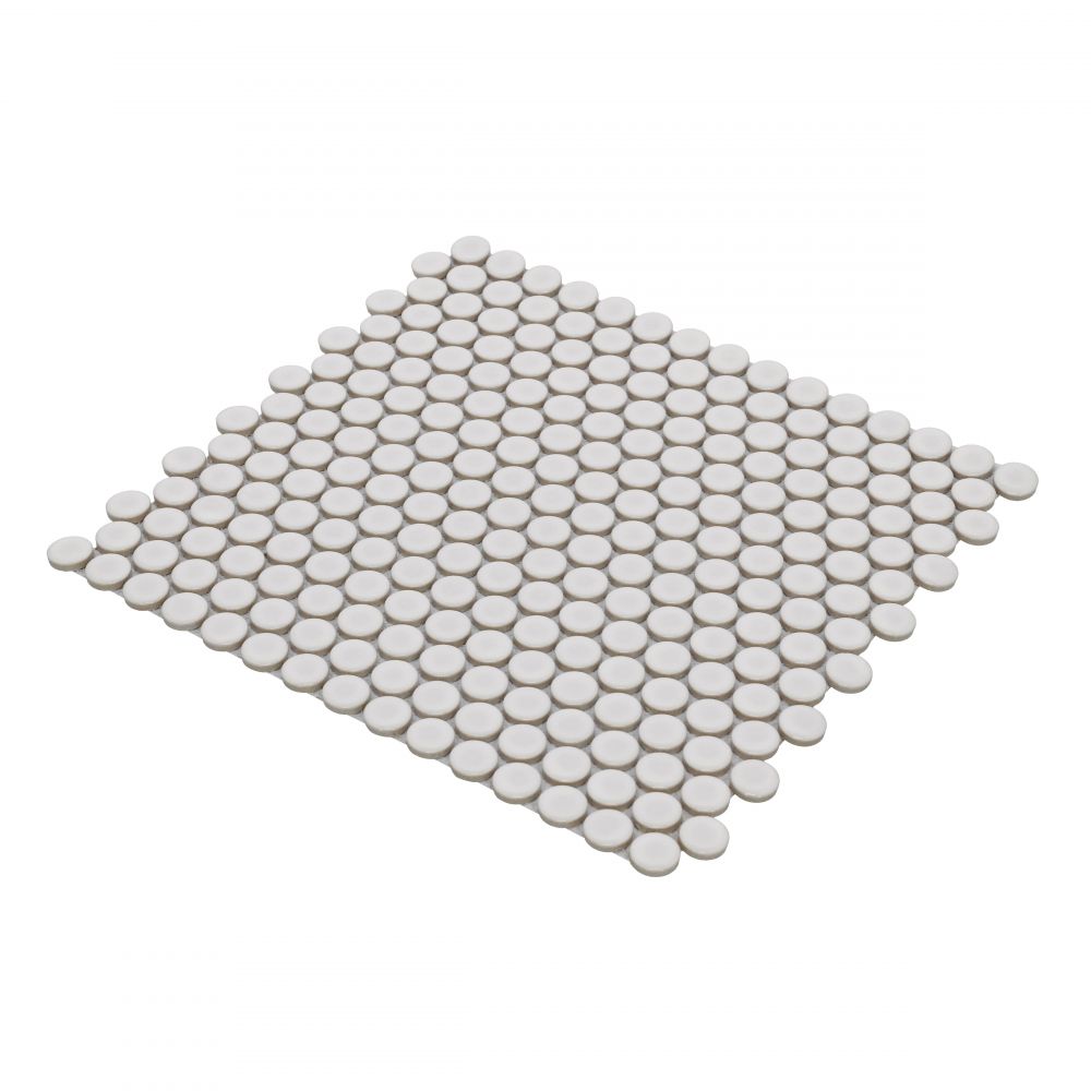 Elysium - Penny Round 11.5 in. x 12.25 in. Porcelain Mosaic - Natural Grey Glossy