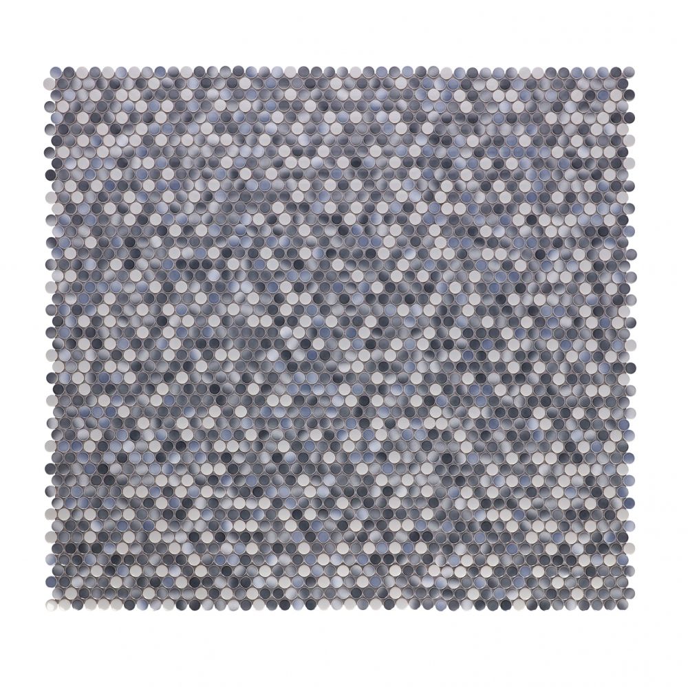 Elysium - Penny Round 11.5 in. x 12.25 in. Porcelain Mosaic - Gradient Grey Glossy