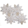 See Elysium - Daisy Bloom Calacatta 11.75 in. x 13.25 in. Glass and Stone Mosaic