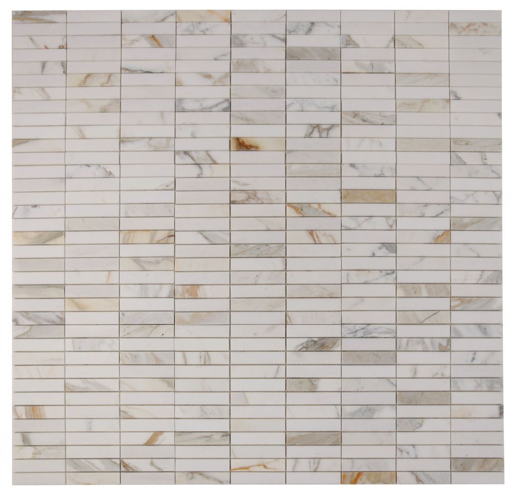 Elysium - Slot 11.75 in. x 11.75 in. Marble Mosaic - Calacatta