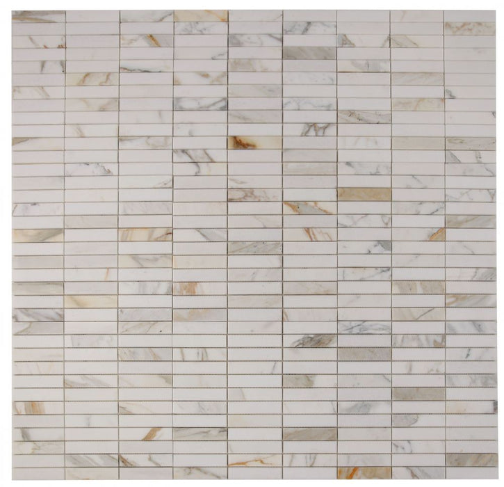 Elysium - Slot 11.75 in. x 11.75 in. Marble Mosaic - Calacatta