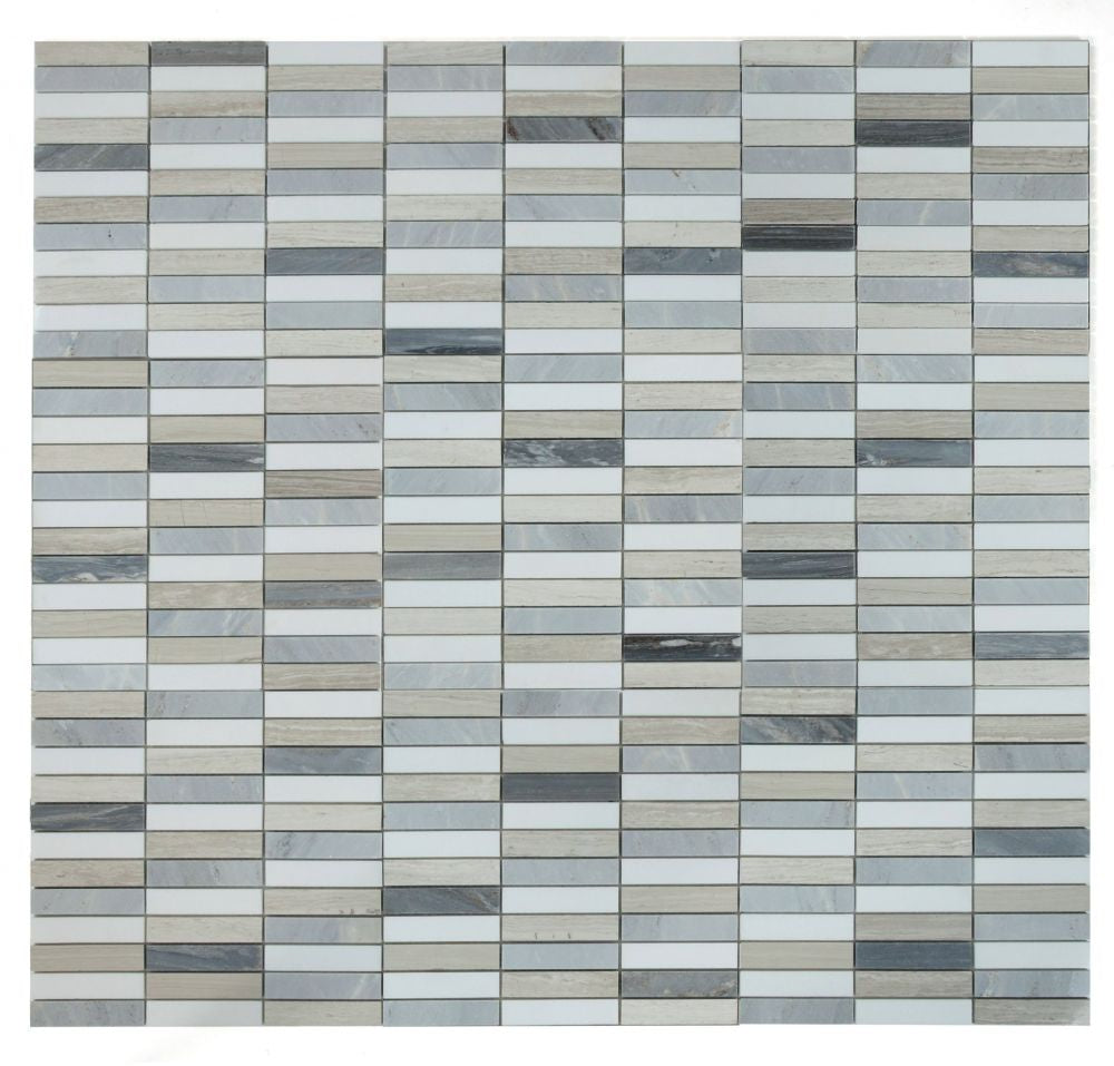 Elysium - Slot 11.75 in. x 11.75 in. Marble Mosaic - Blue