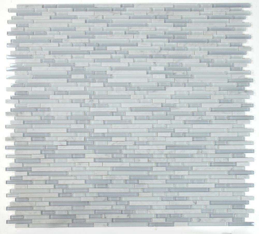 Elysium - Linear Grey Label 11.75 in. x 11.75 in. Glass and Marble Mosaic