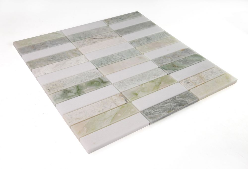 Elysium - Slot 11.75 in. x 11.75 in. Marble Mosaic - Green