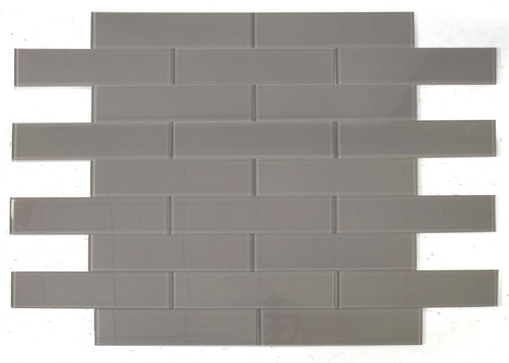 Elysium - Lucy Casale Grey 4 in. x 16 in. Glass Mosaic