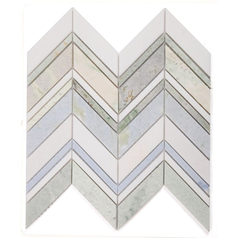 Elysium - Chevron 11.75 in. x 12.25 in. Marble Mosaic - Spring