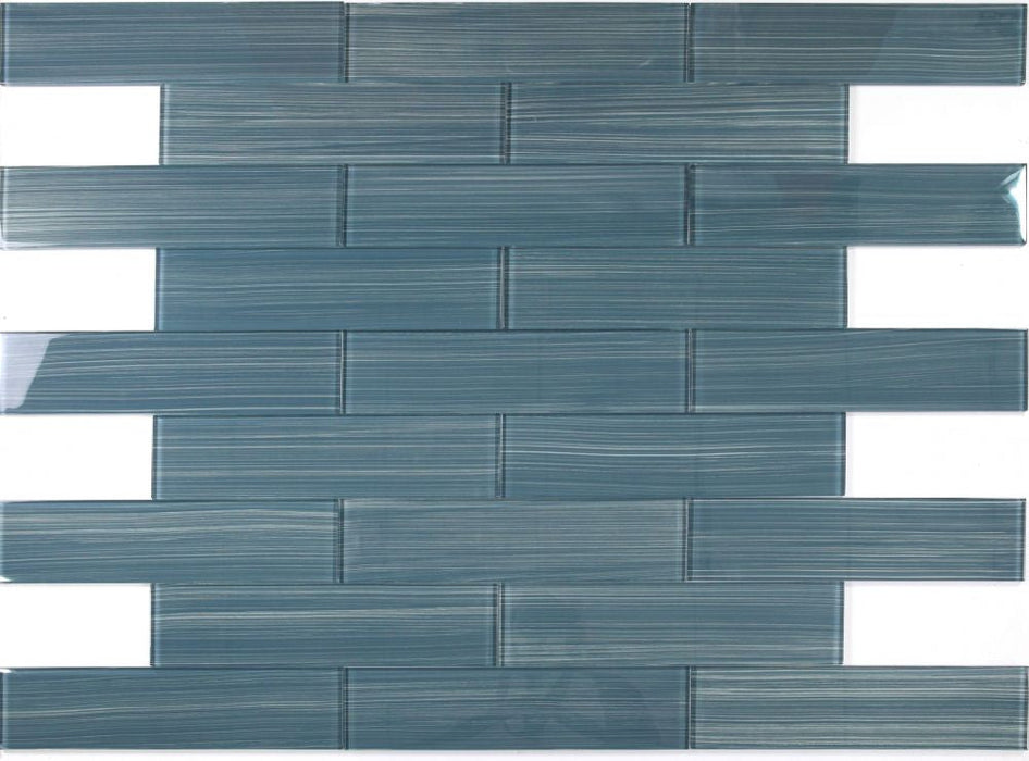 Elysium - Lucy Pacific Blue Painting 4 in. x 16 in. Glass Mosaic