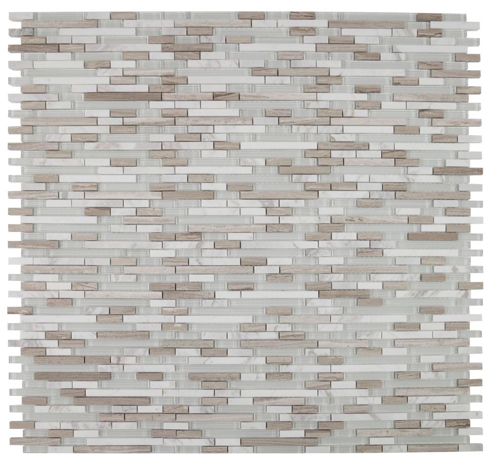 Elysium - Linear Loft 11.75 in. x 11.75 in. Glass and Marble Mosaic