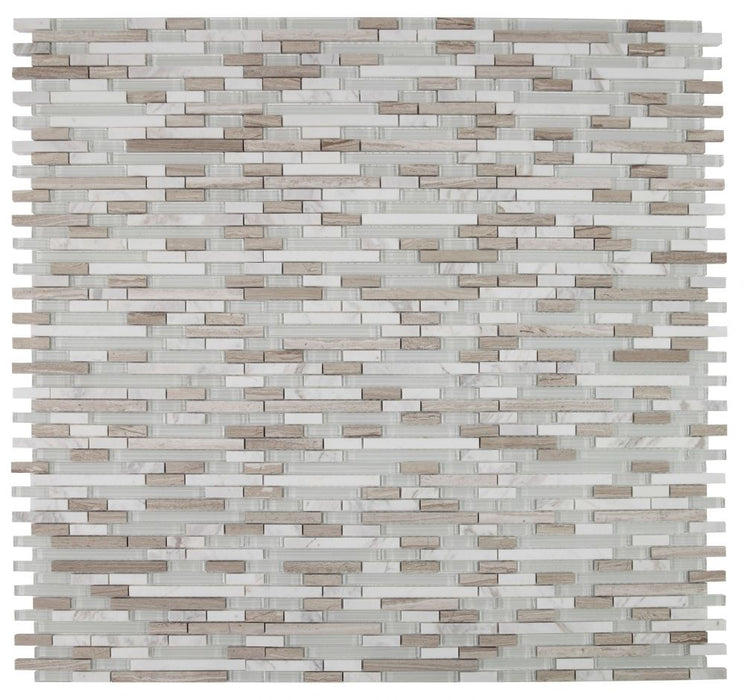 Elysium - Linear Loft 11.75 in. x 11.75 in. Glass and Marble Mosaic