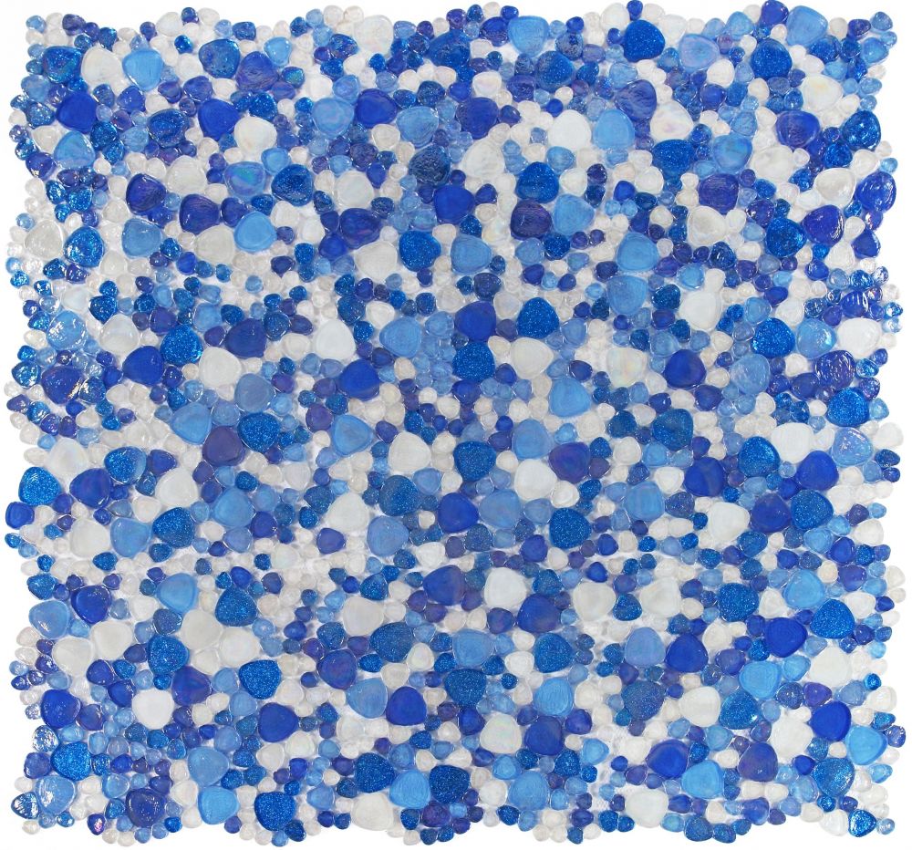 Elysium - Inari Blue Pebble 12 in. x 12 in. Glass Mosaic