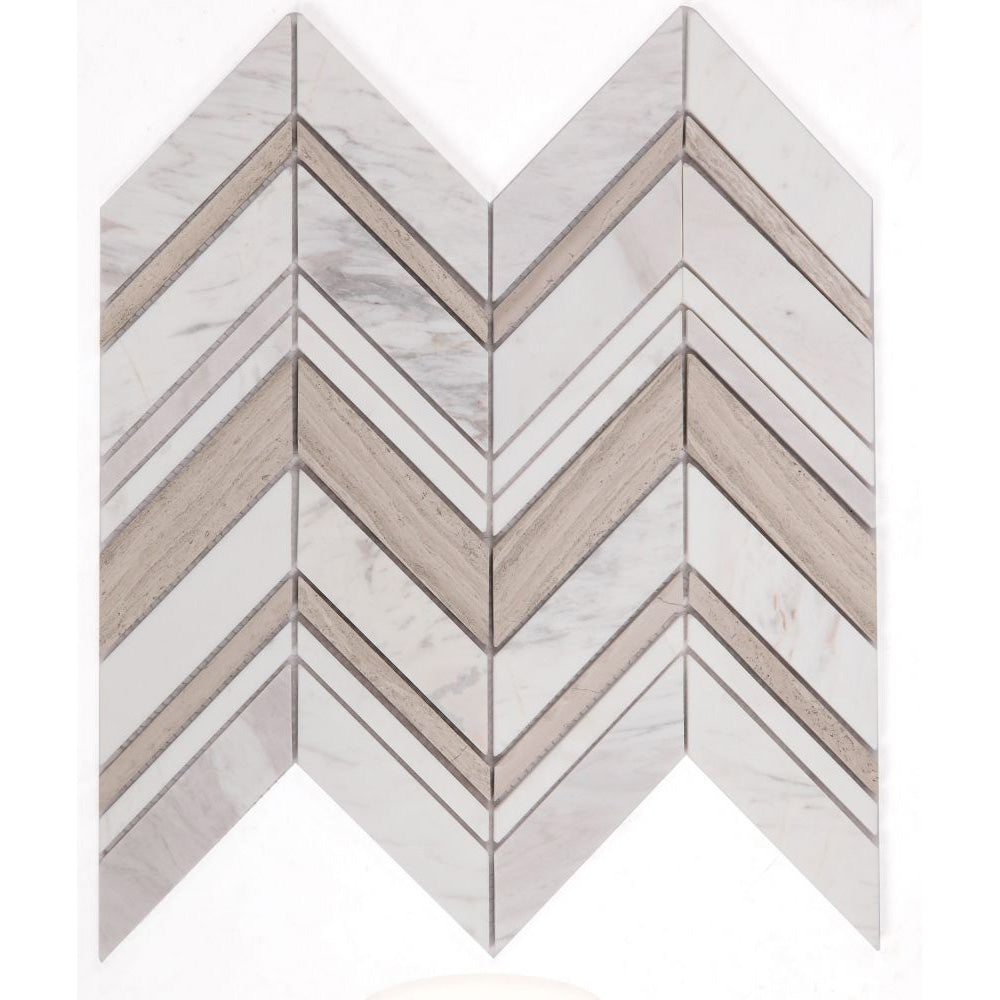 Elysium - Chevron 11.75 in. x 12.25 in. Marble Mosaic - Ravenna Loft