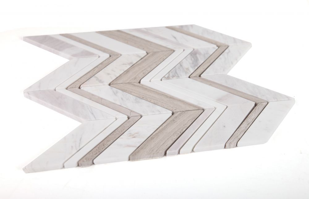 Elysium - Chevron 11.75 in. x 12.25 in. Marble Mosaic - Ravenna Loft