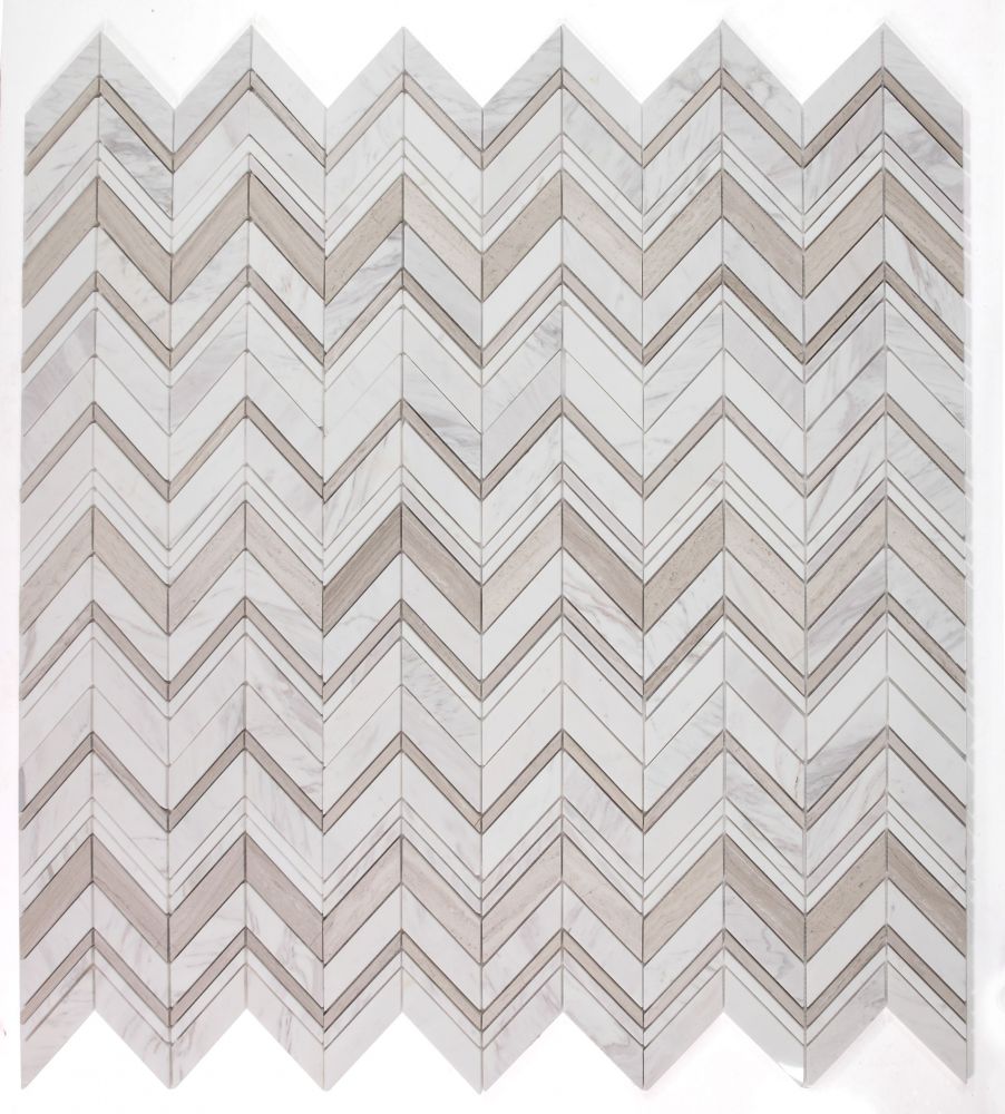 Elysium - Chevron 11.75 in. x 12.25 in. Marble Mosaic - Ravenna Loft