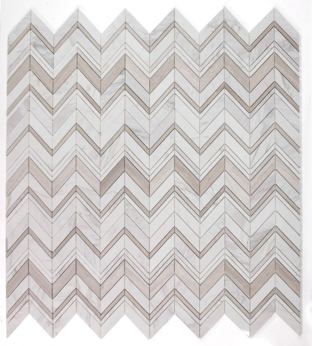 Elysium - Chevron 11.75 in. x 12.25 in. Marble Mosaic - Ravenna Loft