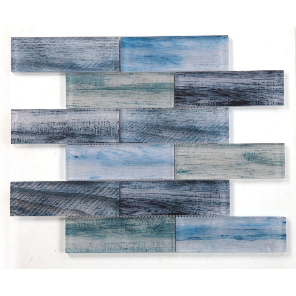 Elysium - Art 11.75 in. x 11.75 in. Glass Mosaic - Wood Ocean