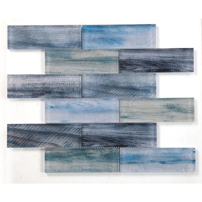Elysium - Art 11.75 in. x 11.75 in. Glass Mosaic - Wood Ocean