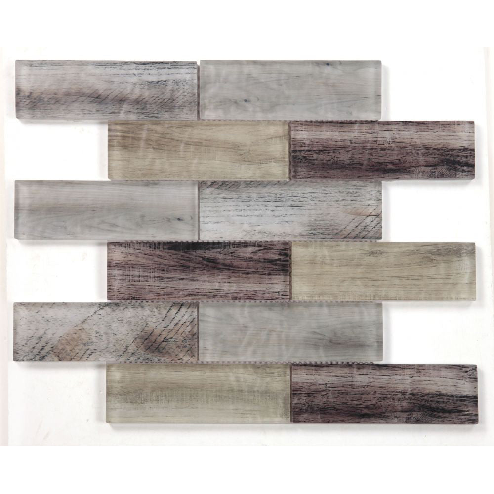 Elysium - Art 11.75 in. x 11.75 in. Glass Mosaic - Wood Earth