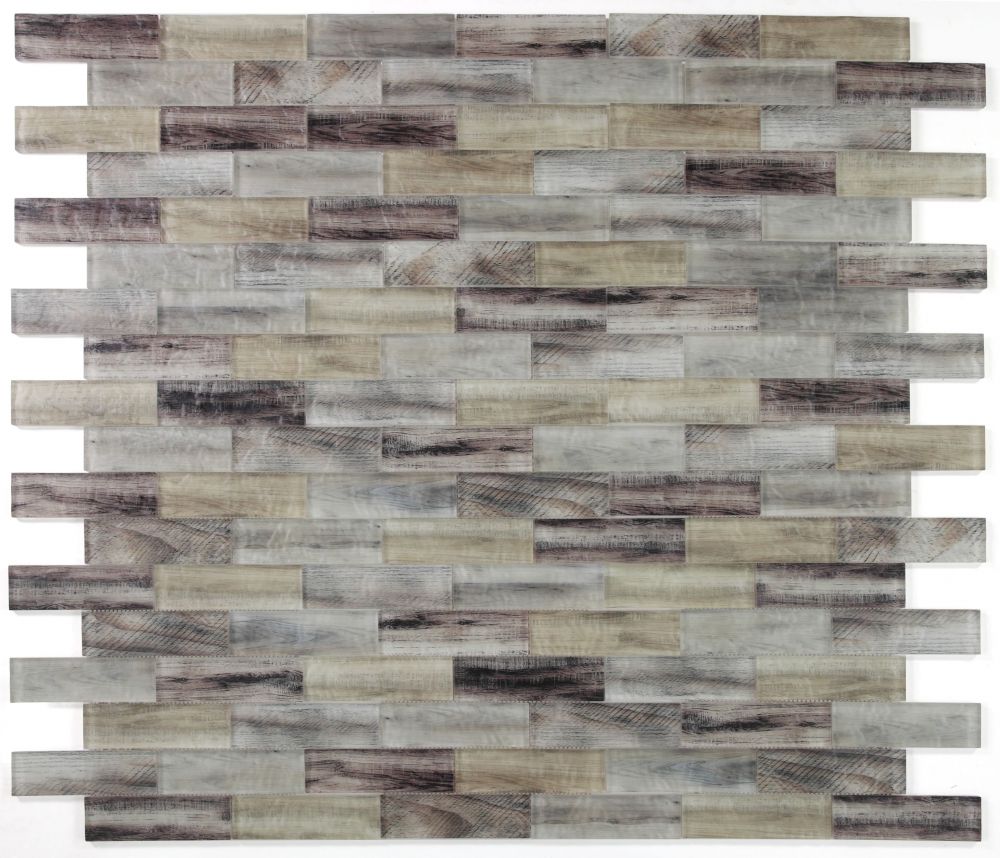 Elysium - Art 11.75 in. x 11.75 in. Glass Mosaic - Wood Earth