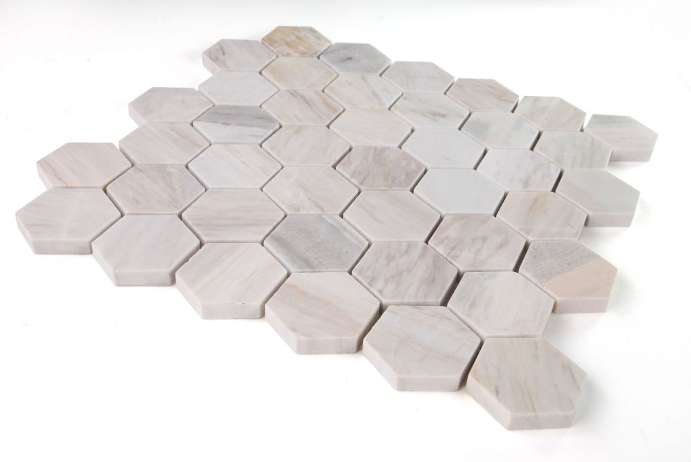 Elysium - Hexagon 2&quot; x 2&quot; Marble Mosaic - Eura Polished