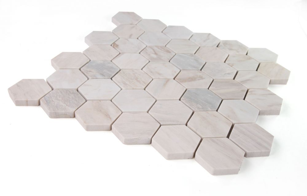 Elysium - Hexagon 2&quot; x 2&quot; Marble Mosaic - Eura Honed