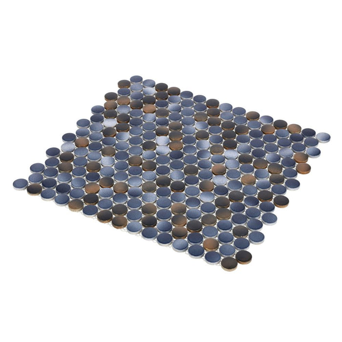 Elysium - Penny Round 11.5 in. x 12.25 in. Porcelain Mosaic - Shadow