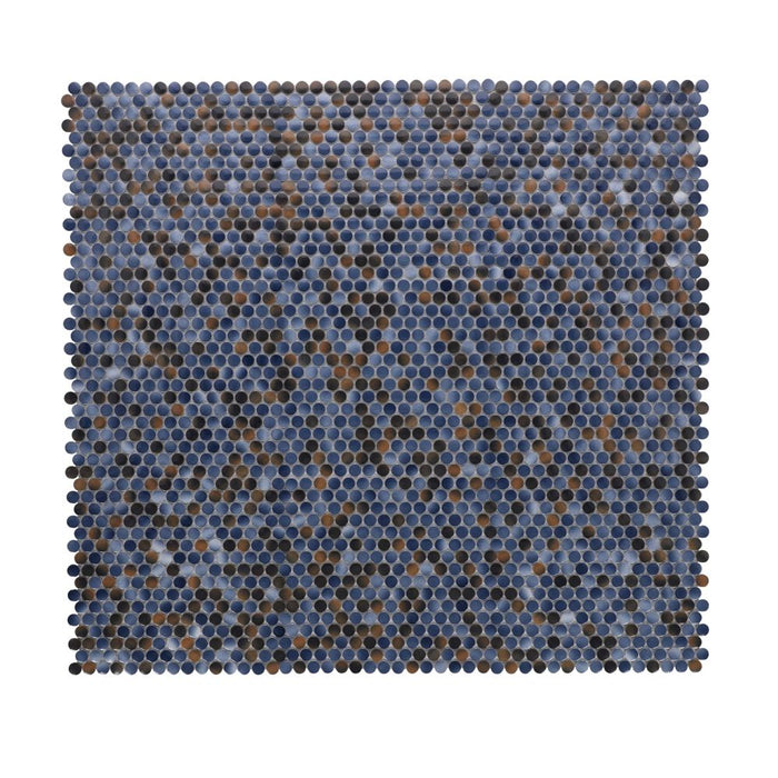 Elysium - Penny Round 11.5 in. x 12.25 in. Porcelain Mosaic - Shadow